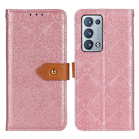 Funda de Cuero Cartera con Soporte Carcasa K05Z para Oppo Reno6 Pro 5G Rosa