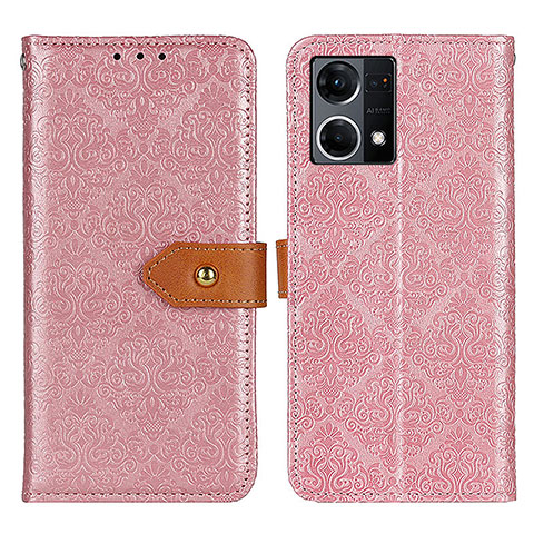 Funda de Cuero Cartera con Soporte Carcasa K05Z para Oppo Reno8 4G Rosa