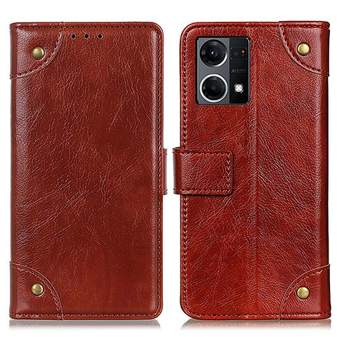 Funda de Cuero Cartera con Soporte Carcasa K06Z para Oppo Reno8 4G Marron Claro