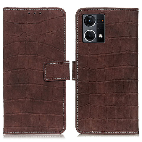 Funda de Cuero Cartera con Soporte Carcasa K07Z para Oppo F21s Pro 4G Marron