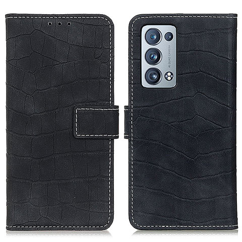 Funda de Cuero Cartera con Soporte Carcasa K07Z para Oppo Reno6 Pro+ Plus 5G Negro