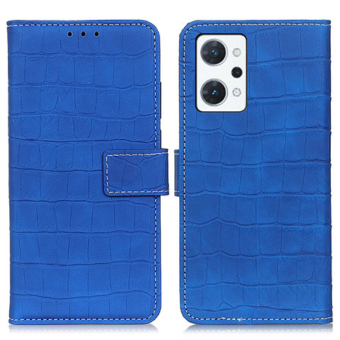 Funda de Cuero Cartera con Soporte Carcasa K07Z para Oppo Reno7 A Azul