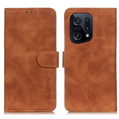 Funda de Cuero Cartera con Soporte Carcasa K09Z para Oppo Find X5 5G Marron