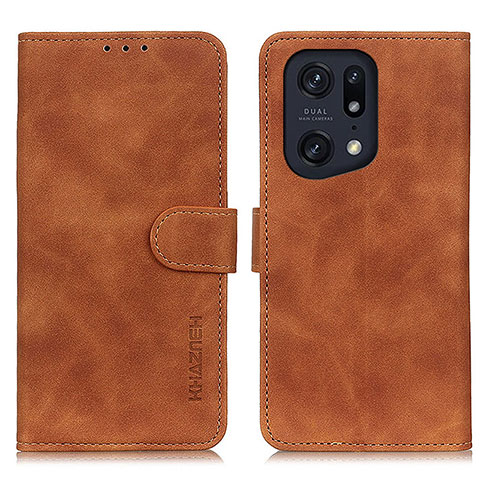 Funda de Cuero Cartera con Soporte Carcasa K09Z para Oppo Find X5 Pro 5G Marron