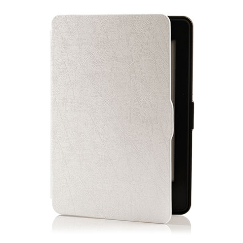 Funda de Cuero Cartera con Soporte Carcasa L01 para Amazon Kindle 6 inch Blanco