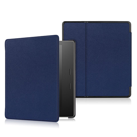 Funda de Cuero Cartera con Soporte Carcasa L01 para Amazon Kindle Oasis 7 inch Azul
