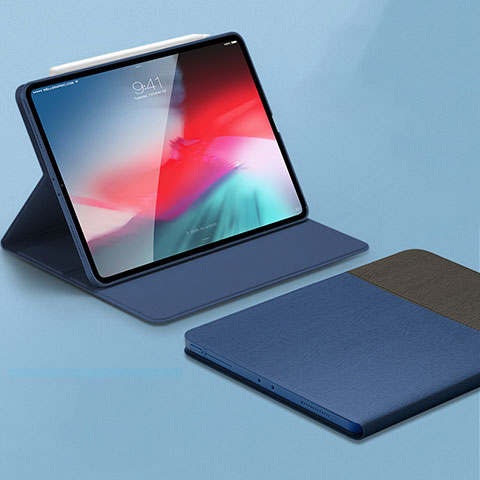 Funda de Cuero Cartera con Soporte Carcasa L01 para Apple iPad Pro 11 (2018) Azul