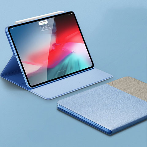 Funda de Cuero Cartera con Soporte Carcasa L01 para Apple iPad Pro 11 (2018) Azul Cielo