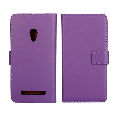 Funda de Cuero Cartera con Soporte Carcasa L01 para Asus Zenfone 5 Morado