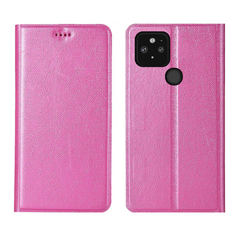 Funda de Cuero Cartera con Soporte Carcasa L01 para Google Pixel 5 Rosa