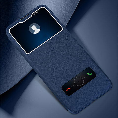 Funda de Cuero Cartera con Soporte Carcasa L01 para Huawei Enjoy 10 Plus Azul