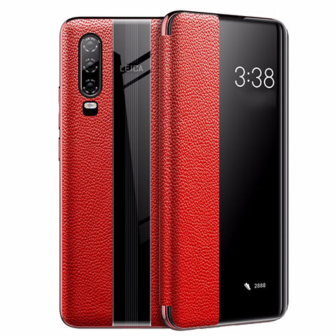 Funda de Cuero Cartera con Soporte Carcasa L01 para Huawei P30 Rojo