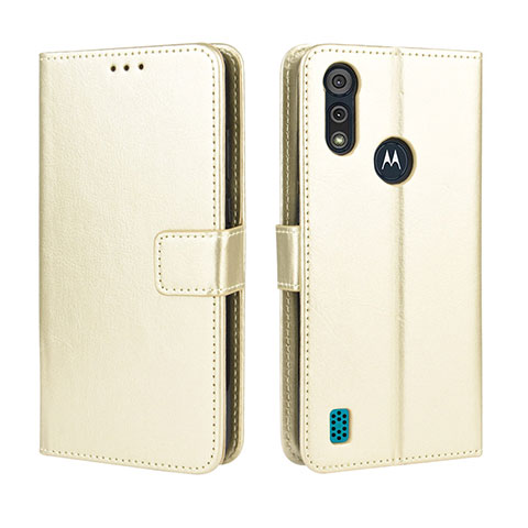 Funda de Cuero Cartera con Soporte Carcasa L01 para Motorola Moto E6s (2020) Oro