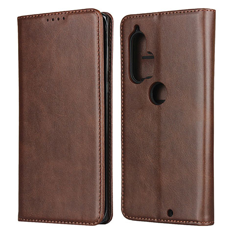 Funda de Cuero Cartera con Soporte Carcasa L01 para Motorola Moto Edge Plus Marron