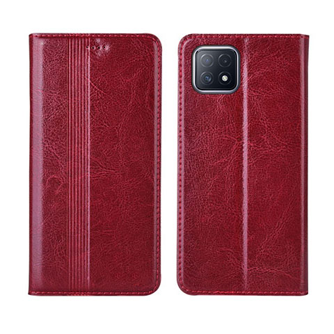 Funda de Cuero Cartera con Soporte Carcasa L01 para Oppo A53 5G Rojo Rosa