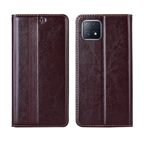 Funda de Cuero Cartera con Soporte Carcasa L01 para Oppo A72 5G Marron