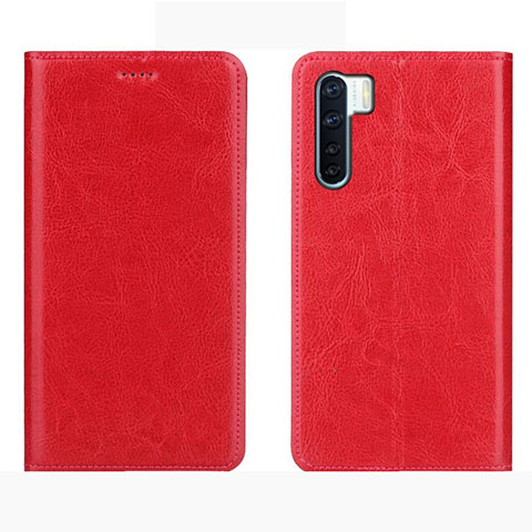 Funda de Cuero Cartera con Soporte Carcasa L01 para Oppo A91 Rojo