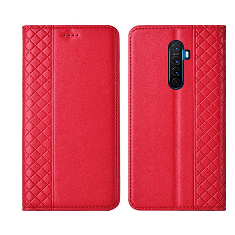 Funda de Cuero Cartera con Soporte Carcasa L01 para Oppo Reno Ace Rojo