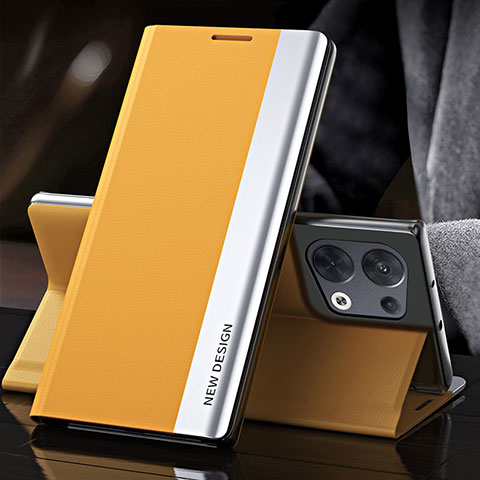 Funda de Cuero Cartera con Soporte Carcasa L01 para Oppo Reno8 Pro+ Plus 5G Amarillo