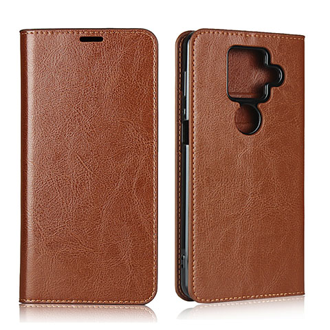 Funda de Cuero Cartera con Soporte Carcasa L01 para Sharp AQUOS Sense4 Plus Marron Claro