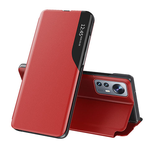Funda de Cuero Cartera con Soporte Carcasa L01 para Xiaomi Mi 12 5G Rojo