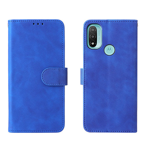 Funda de Cuero Cartera con Soporte Carcasa L01Z para Motorola Moto E20 Azul