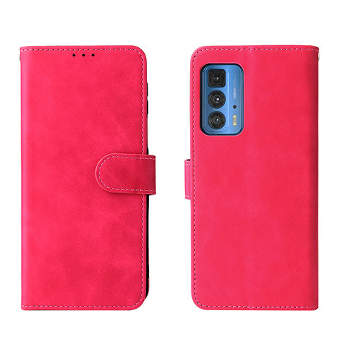 Funda de Cuero Cartera con Soporte Carcasa L01Z para Motorola Moto Edge 20 Pro 5G Rosa Roja