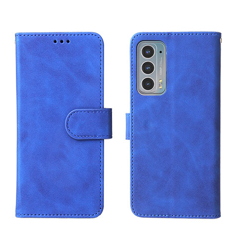 Funda de Cuero Cartera con Soporte Carcasa L01Z para Motorola Moto Edge Lite 5G Azul