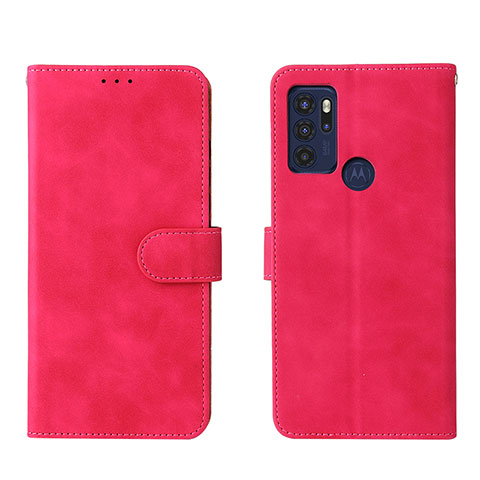 Funda de Cuero Cartera con Soporte Carcasa L01Z para Motorola Moto G60s Rosa Roja