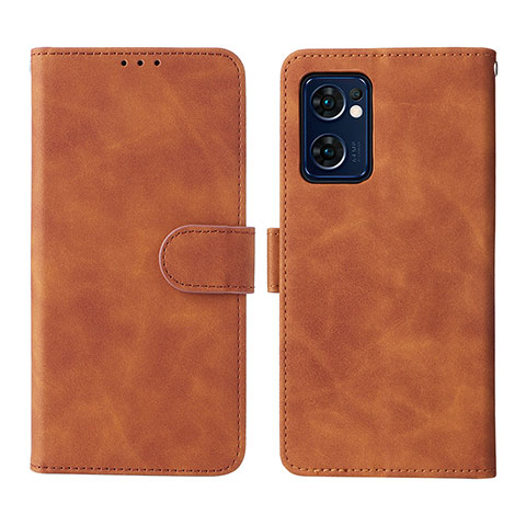 Funda de Cuero Cartera con Soporte Carcasa L01Z para Oppo Find X5 Lite 5G Marron