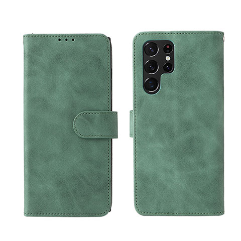 Funda de Cuero Cartera con Soporte Carcasa L01Z para Samsung Galaxy S21 Ultra 5G Verde