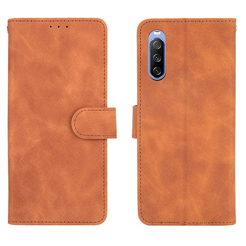 Funda de Cuero Cartera con Soporte Carcasa L01Z para Sony Xperia 10 III Marron