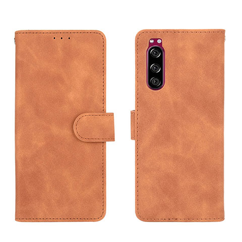 Funda de Cuero Cartera con Soporte Carcasa L01Z para Sony Xperia 5 Marron