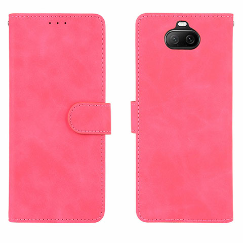 Funda de Cuero Cartera con Soporte Carcasa L01Z para Sony Xperia 8 Lite Rosa Roja