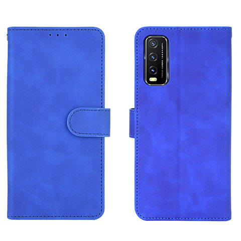 Funda de Cuero Cartera con Soporte Carcasa L01Z para Vivo Y20s Azul