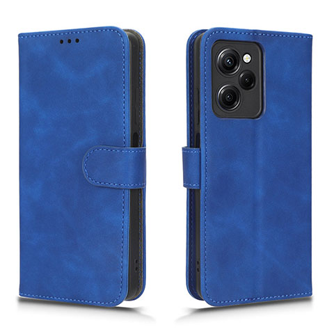 Funda de Cuero Cartera con Soporte Carcasa L01Z para Xiaomi Poco X5 Pro 5G Azul