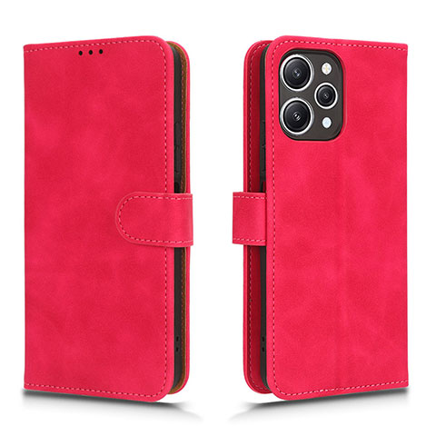 Funda de Cuero Cartera con Soporte Carcasa L01Z para Xiaomi Redmi 12 4G Rosa Roja