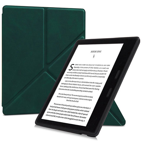 Funda de Cuero Cartera con Soporte Carcasa L02 para Amazon Kindle Oasis 7 inch Verde