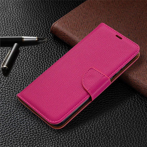 Funda de Cuero Cartera con Soporte Carcasa L02 para Huawei Honor 9A Rosa Roja