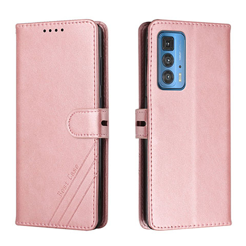 Funda de Cuero Cartera con Soporte Carcasa L02 para Motorola Moto Edge 20 Pro 5G Oro Rosa