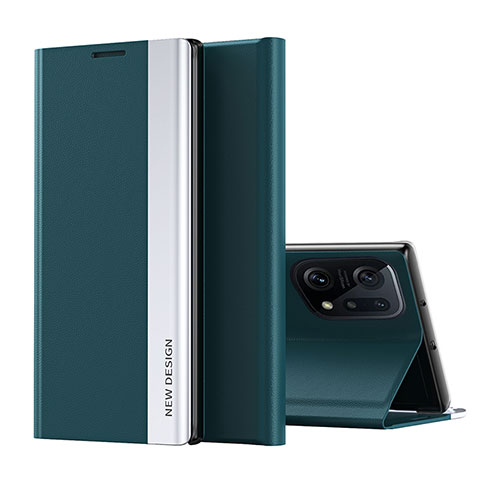 Funda de Cuero Cartera con Soporte Carcasa L02 para Oppo Find X5 5G Verde