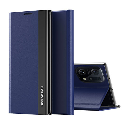 Funda de Cuero Cartera con Soporte Carcasa L02 para Oppo Find X5 Pro 5G Azul