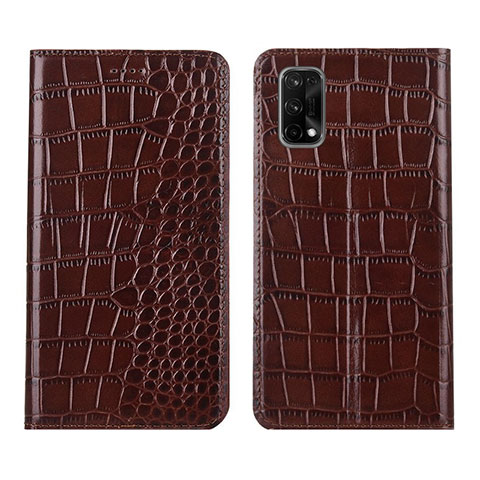 Funda de Cuero Cartera con Soporte Carcasa L02 para Realme Q2 Pro 5G Marron