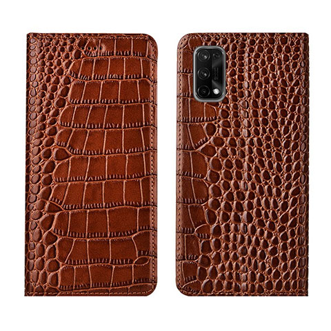 Funda de Cuero Cartera con Soporte Carcasa L02 para Realme Q2 Pro 5G Marron Claro