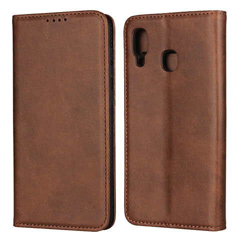 Funda de Cuero Cartera con Soporte Carcasa L02 para Samsung Galaxy A30 Marron