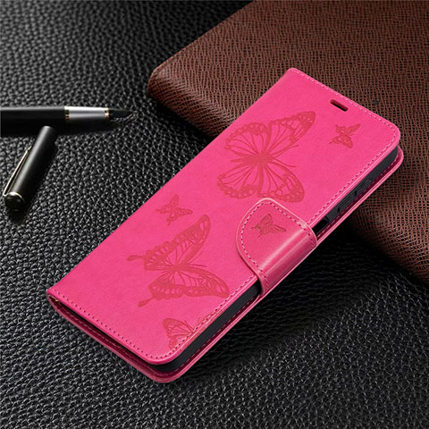 Funda de Cuero Cartera con Soporte Carcasa L02 para Samsung Galaxy F12 Rosa Roja