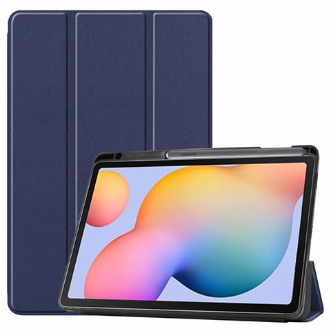 Funda de Cuero Cartera con Soporte Carcasa L02 para Samsung Galaxy Tab S6 Lite 10.4 SM-P610 Azul