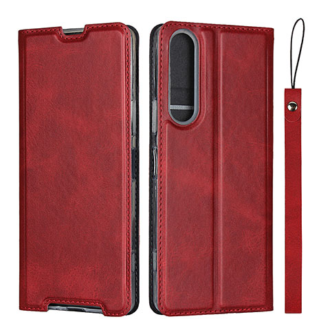 Funda de Cuero Cartera con Soporte Carcasa L02 para Sony Xperia 1 II Rojo