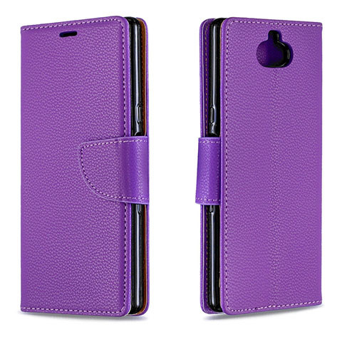 Funda de Cuero Cartera con Soporte Carcasa L02 para Sony Xperia XA3 Morado