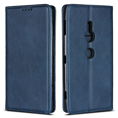 Funda de Cuero Cartera con Soporte Carcasa L02 para Sony Xperia XZ2 Azul